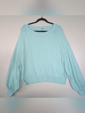 Free People Mint Green Sweater Women’s S Textured Knit Soft Cozy Pullover
